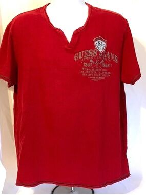 Guess Jeans Men’s Size XXL Short Sleeve Crimson Red Color Cotton Polo T-shirt